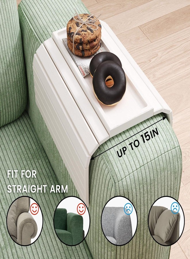 Danfoxer Sofa Arm Tray,Bamboo Folding Couch Arm Tray,Sofa Armrest Trays with Anti-Slip Pad for Drinks,Snacks,Phone,Remote Control（White） - Image 3